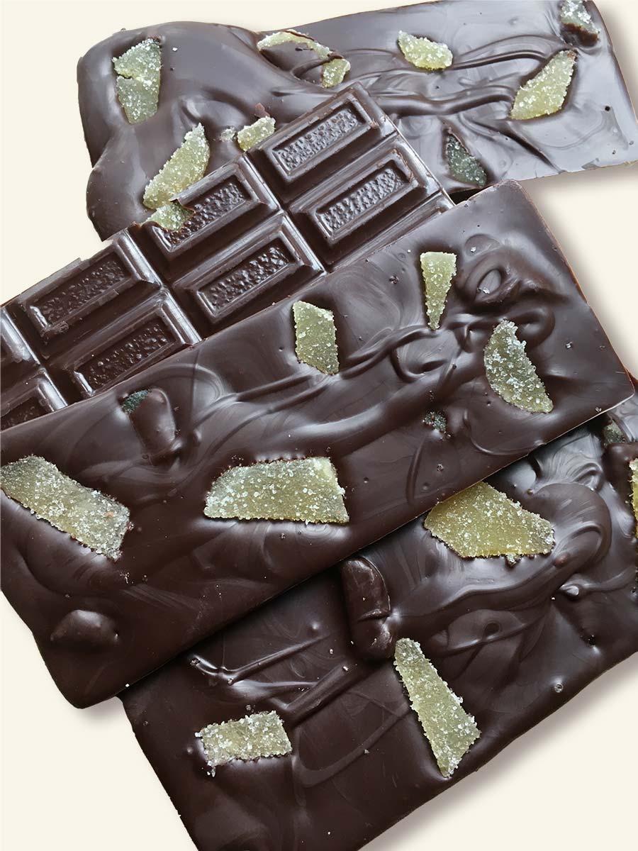 Ginger and dark chocolate bark